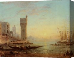 Port of Valencia Canvas Paintings - Un Port Oriental by Felix Ziem