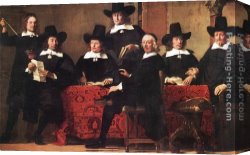 Ferdinand Canvas Paintings - Governors of the Wine Merchant's Guild by Ferdinand Bol