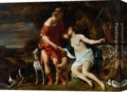Ferdinand Canvas Paintings - Venus and Adonis by Ferdinand Bol