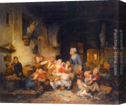 Ferdinand Canvas Paintings - The Village School by Ferdinand de Braekeleer