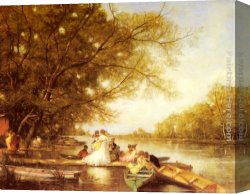 Party Canvas Paintings - Boating Party on the Thames by Ferdinand Heilbuth
