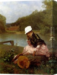 Distant Thoughts Canvas Paintings - Faraway Thoughts by Ferdinand Heilbuth