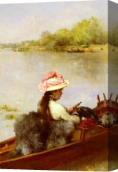 Ferdinand Canvas Paintings - La Promenade Sur Le Lac by Ferdinand Heilbuth