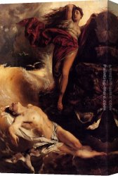 Ferdinand Canvas Paintings - Hero Finding Leander by Ferdinand Keller