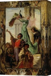 Musical Instruments Canvas Paintings - A Musical Fanfare by Ferdinand Roybet