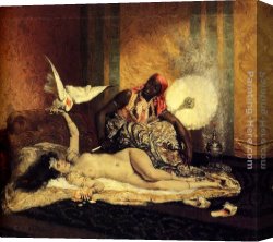 Ferdinand Canvas Paintings - Odalisque (La Sultane) by Ferdinand Roybet