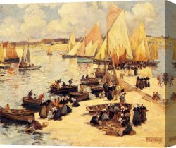 Harbor, Canvas Paintings - A French Harbor by Fernand Marie Eugene Legout-Gerard