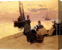 Gerard Canvas Paintings - Breton Fisherwoman by Fernand Marie Eugene Legout-Gerard