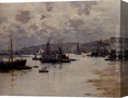 Sydney Harbour Canvas Paintings - Rochester Harbour, Kent by Fernand Marie Eugene Legout-Gerard