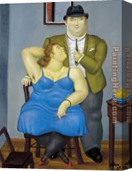 Fernando Botero Canvas Paintings - Couple by Fernando Botero