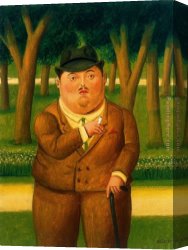 Fernando Botero Canvas Paintings - En el parque by Fernando Botero
