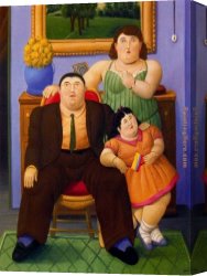 Fernando Botero Canvas Paintings - Familia Colombiana by Fernando Botero