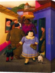 Fernando Botero Canvas Paintings - La calle by Fernando Botero
