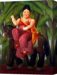 Fernando Botero Canvas Paintings - La primera dama by Fernando Botero