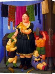 Fernando Botero Canvas Paintings - La viuda by Fernando Botero
