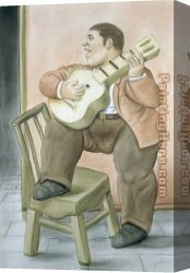 Man with Scythe Canvas Paintings - Man Playing Guitar by Fernando Botero
