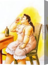 Mujeres Canvas Paintings - Mujer bebiendo by Fernando Botero