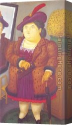 Nina Con Flor Canvas Paintings - Mujer Con Abrigo de Piel by Fernando Botero