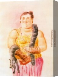 Nina Con Flor Canvas Paintings - Mujer con zorro by Fernando Botero