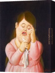 Fernando Botero Canvas Paintings - Mujer llorando 02 by Fernando Botero