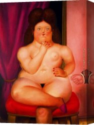 Fernando Botero Canvas Paintings - Mujer sentada 02 by Fernando Botero
