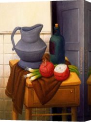 Nina Con Flor Canvas Paintings - Naturaleza muerta con cebollas by Fernando Botero