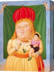 Fernando Botero Canvas Paintings - Nuestra Senora de Colombia by Fernando Botero