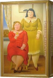 Sisters Canvas Paintings - Two Sisters by Fernando Botero