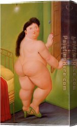 Fernando Botero Canvas Paintings - Woman in front of a Window by Fernando Botero