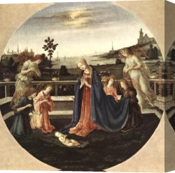 Adoration Canvas Paintings - Adoration of the Child by Filippino Lippi