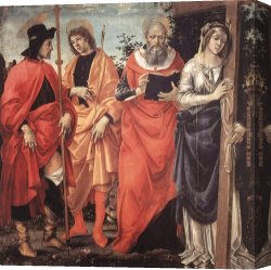 St Wolfgang Altarpiece Resurrection of Lazar Canvas Paintings - Four Saints Altarpiece by Filippino Lippi