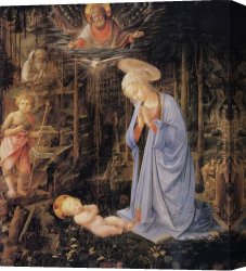 Infant Canvas Paintings - The Adoration with the Infant St by Filippino Lippi