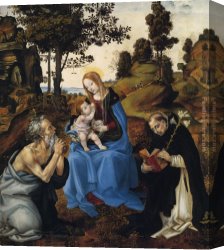 St Dominic Canvas Paintings - The Virgin and Child with Sts by Filippino Lippi