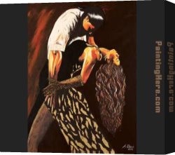 Tango VII Study Canvas Paintings - Averil Elaziz Just Tango by Flamenco Dancer