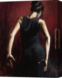Rojo Canvas Paintings - El Baile del Flamenco en Rojo II by Flamenco Dancer