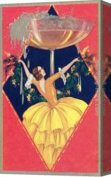 Glass Canvas Paintings - Flamenco Dancer with Giant Champagne Glass by Flamenco Dancer