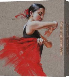 Red Circles II Canvas Paintings - Flamenco in Red by Flamenco Dancer