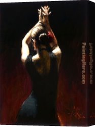 Study for Flamenco Canvas Paintings - flamencodancerinblack by Flamenco Dancer