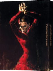Study for Flamenco Canvas Paintings - Lunaresnegros ii by Flamenco Dancer