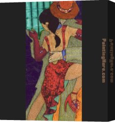 Tango Canvas Paintings - Penny Feder Tango Night II by Flamenco Dancer