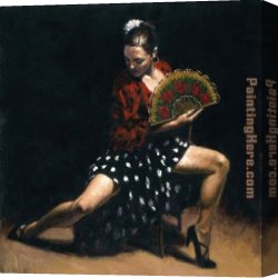 Study for Flamenco Canvas Paintings - sevillana by Flamenco Dancer