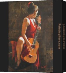 Study for Flamenco Canvas Paintings - Sexy Flamenca Guitar Flamenco Dancer David Silvah by Flamenco Dancer