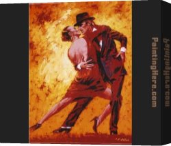 Tango VII Study Canvas Paintings - Terence Gilbert Golden Tango by Flamenco Dancer