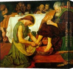 Supper Canvas Paintings - Jesus washing Peter's feet at the Last Supper by Ford Madox Brown