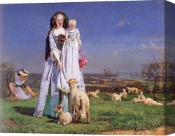 Pretty Canvas Paintings - The Pretty Baa-Lambs by Ford Madox Brown
