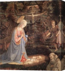 Adoration Canvas Paintings - Adoration of the Child with Saints by Fra Filippo Lippi