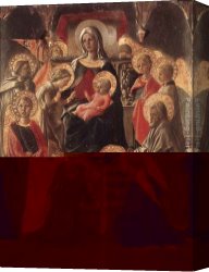 Madonna And Child with Saints And Angels Canvas Paintings - Madonna and Child Enthroned with Saints by Fra Filippo Lippi