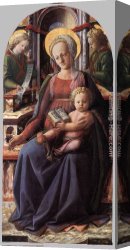 Madonna with Child Canvas Paintings - Madonna and Child Enthroned with Two Angels by Fra Filippo Lippi