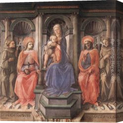 Enthroned Canvas Paintings - Madonna Enthroned with Saints by Fra Filippo Lippi