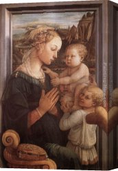The Virgin And Child with Five Angels Canvas Paintings - Madonna with the Child and two Angels by Fra Filippo Lippi